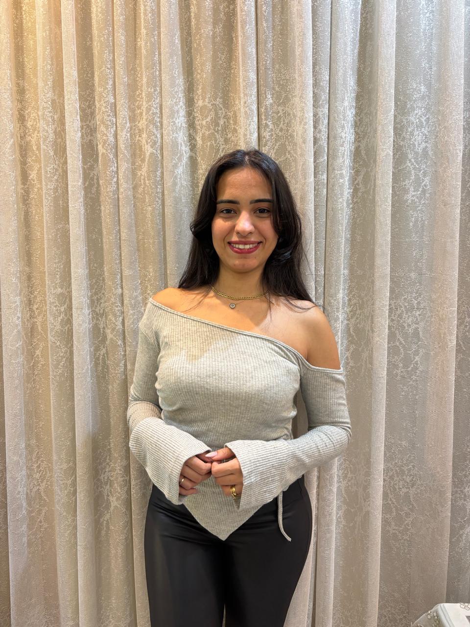 Basic Rib One-Side Off Shoulder