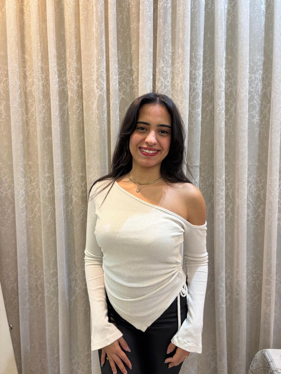 Basic Rib One-Side Off Shoulder